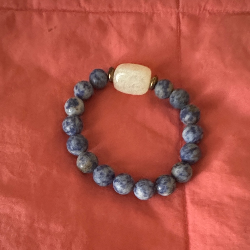 Blue and White Beaded Bracelet